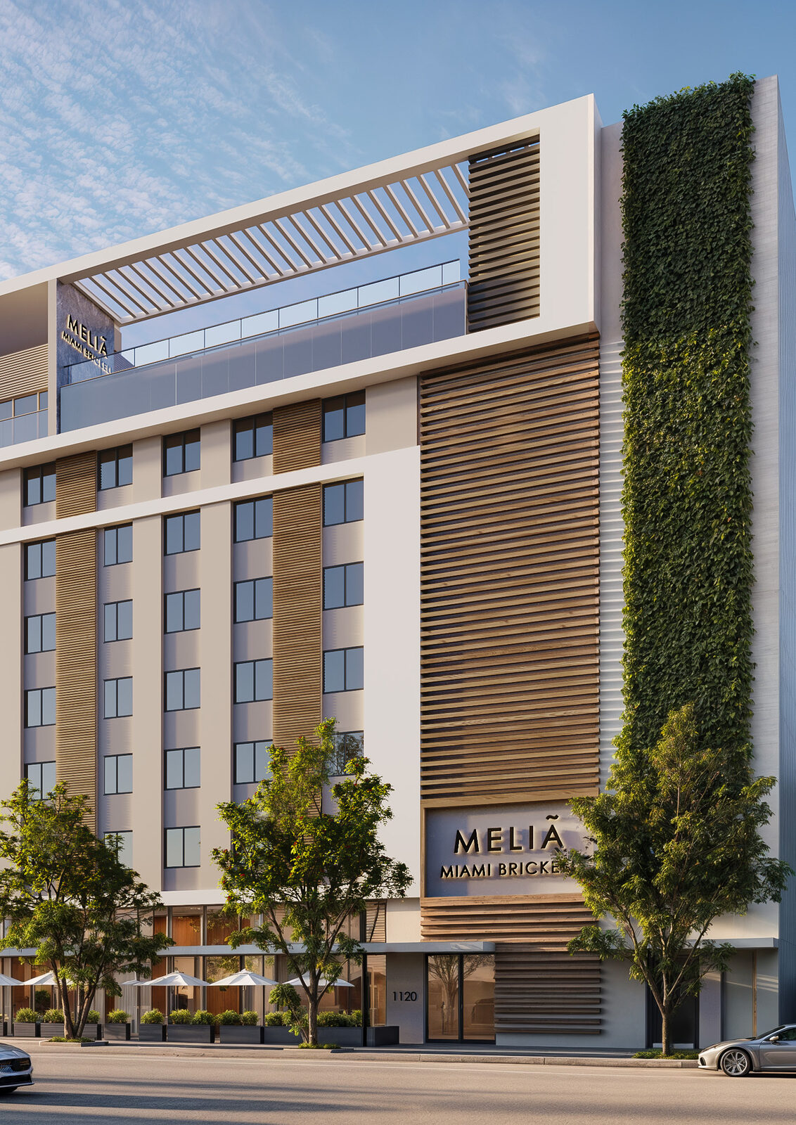 Meliá Residences Miami - fachada al atardecer