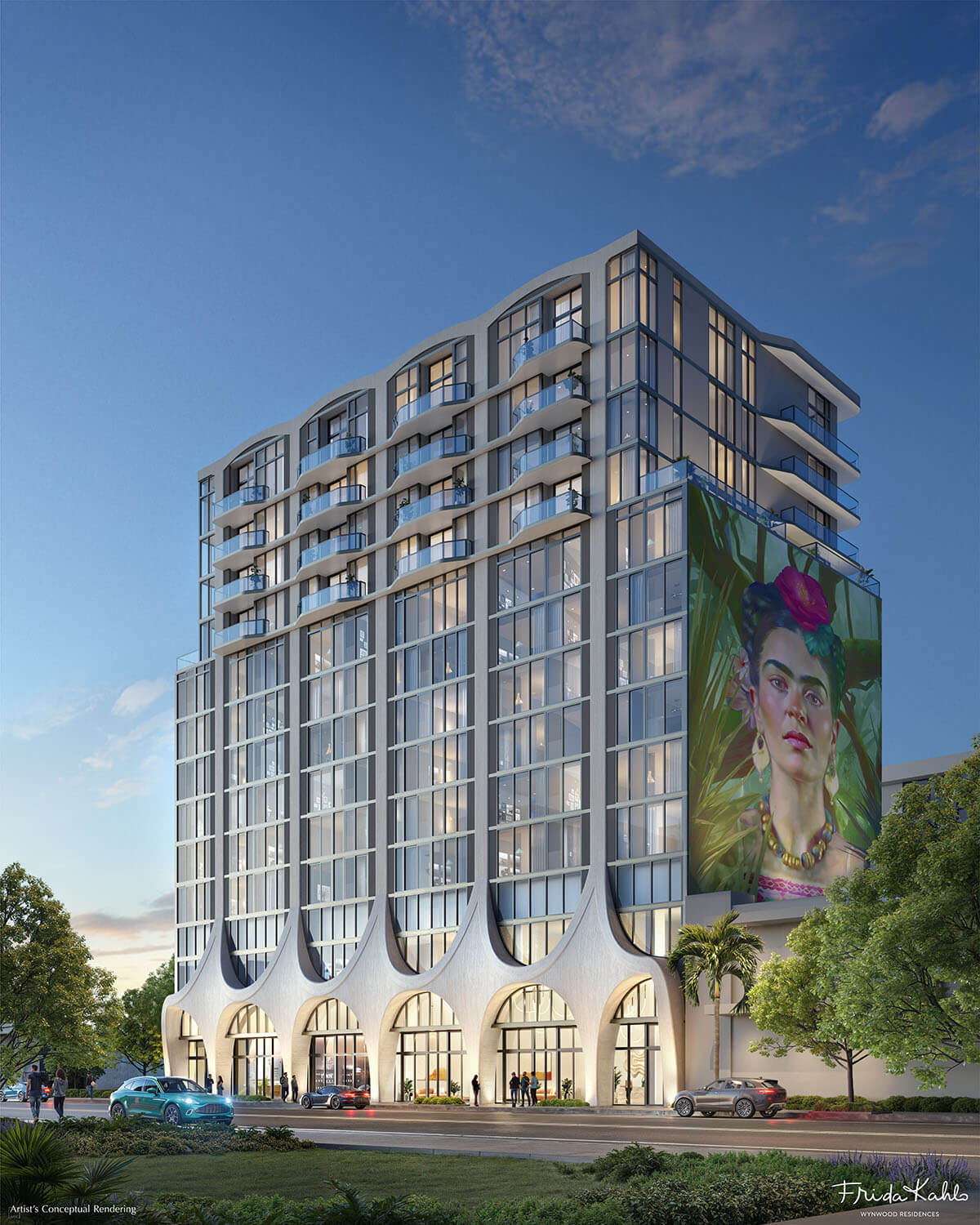 Frida Kahlo Wynwood Residences — torre residencial con mural de Frida Kahlo en Wynwood, Miami