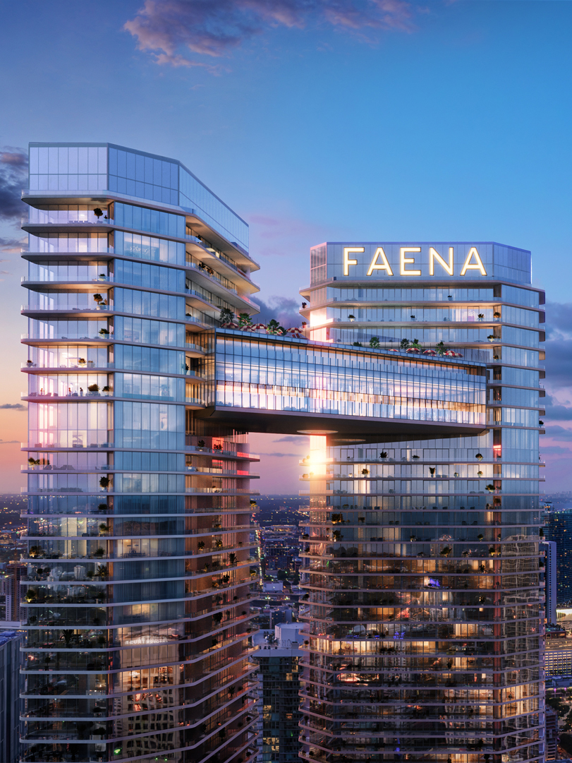 Torres Faena Residences Miami sobre el Miami River