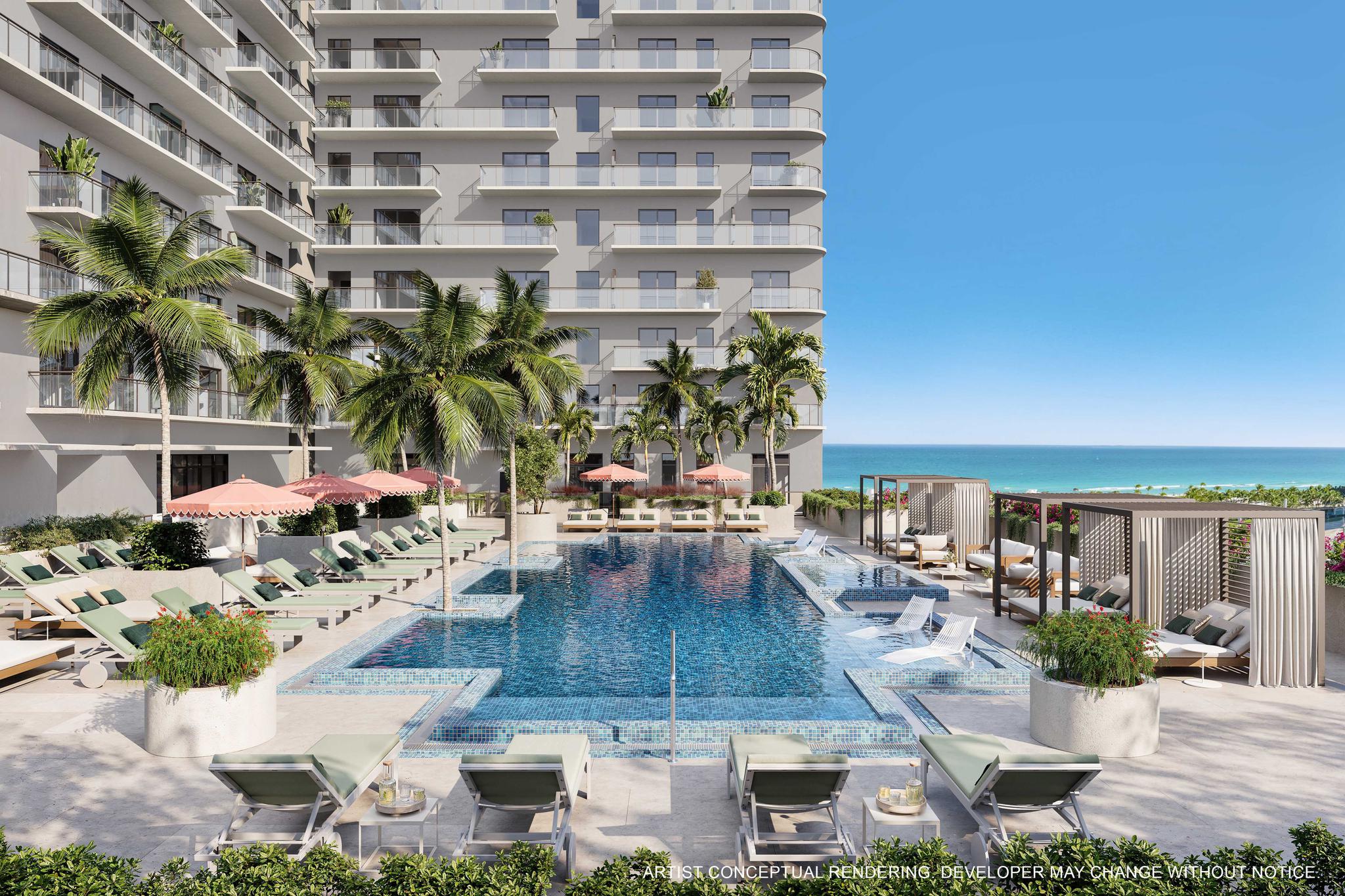 NoBe Parc — piscina resort y amenidades en North Beach, Miami Beach