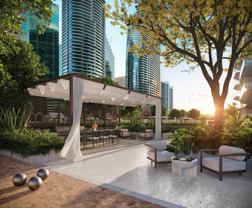Viceroy Brickell Residences — cancha de bocce en el deck de amenidades en Brickell