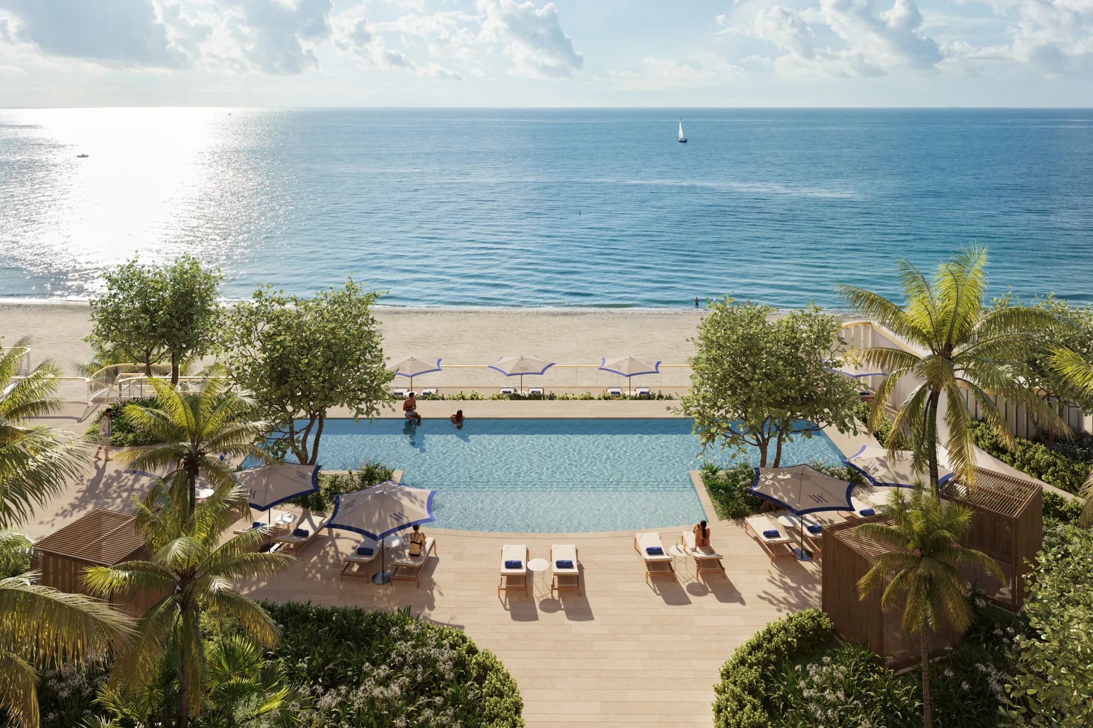 Waldorf Astoria Residences Pompano Beach — piscina oceanfront con deck