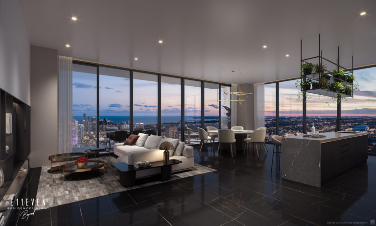Interior amueblado de residencia en E11EVEN Residences Beyond, Downtown Miami