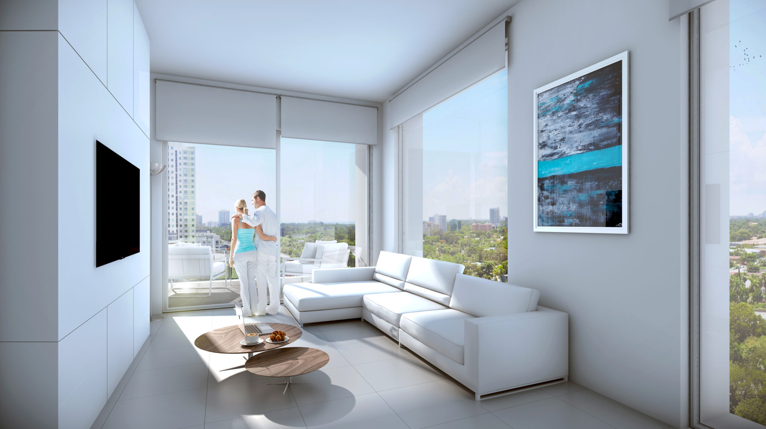 Sala de residencia amueblada – Smart Brickell Tower III