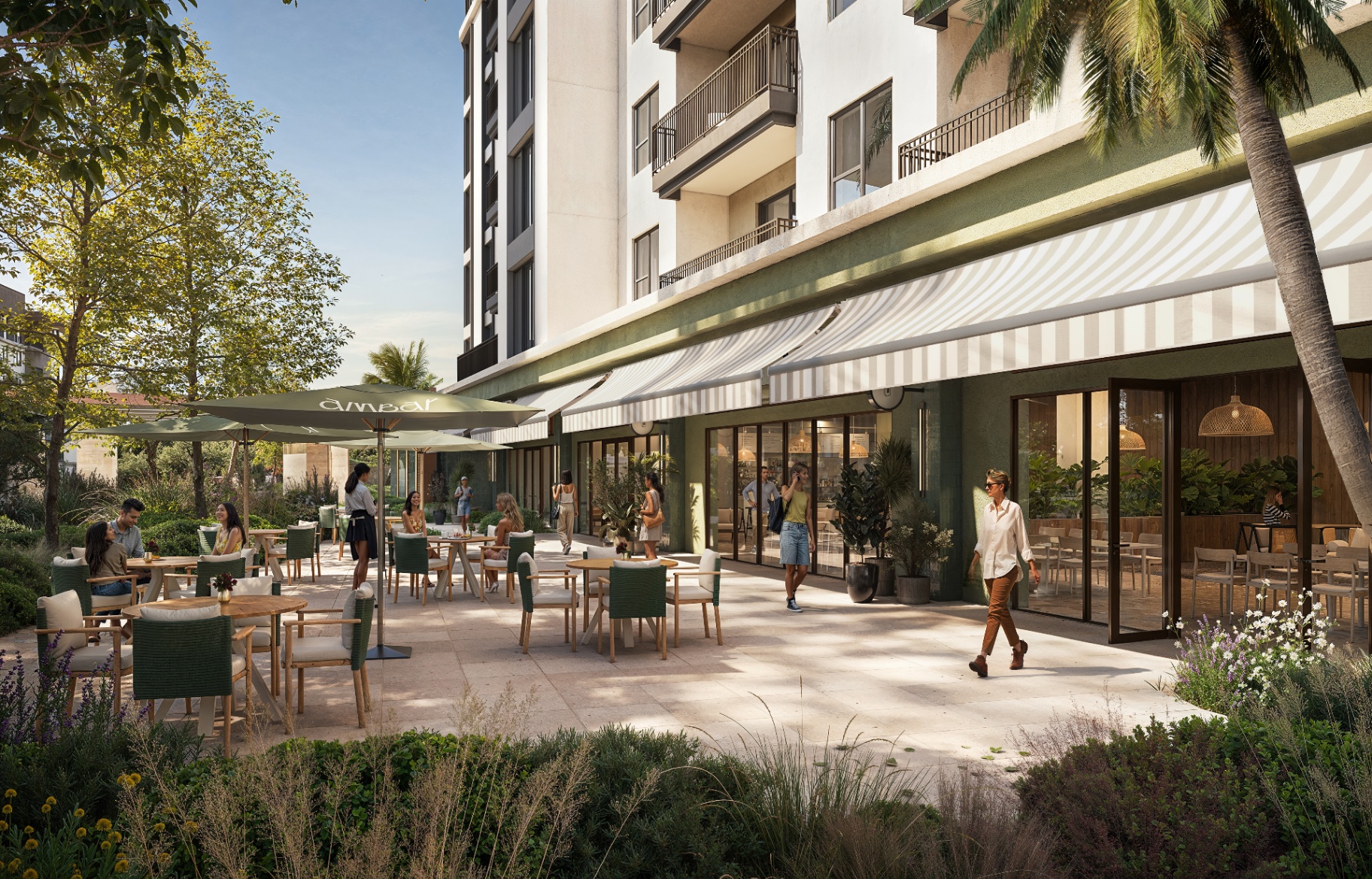 Café y áreas sociales de AMBAR Residences en Kissimmee, Orlando
