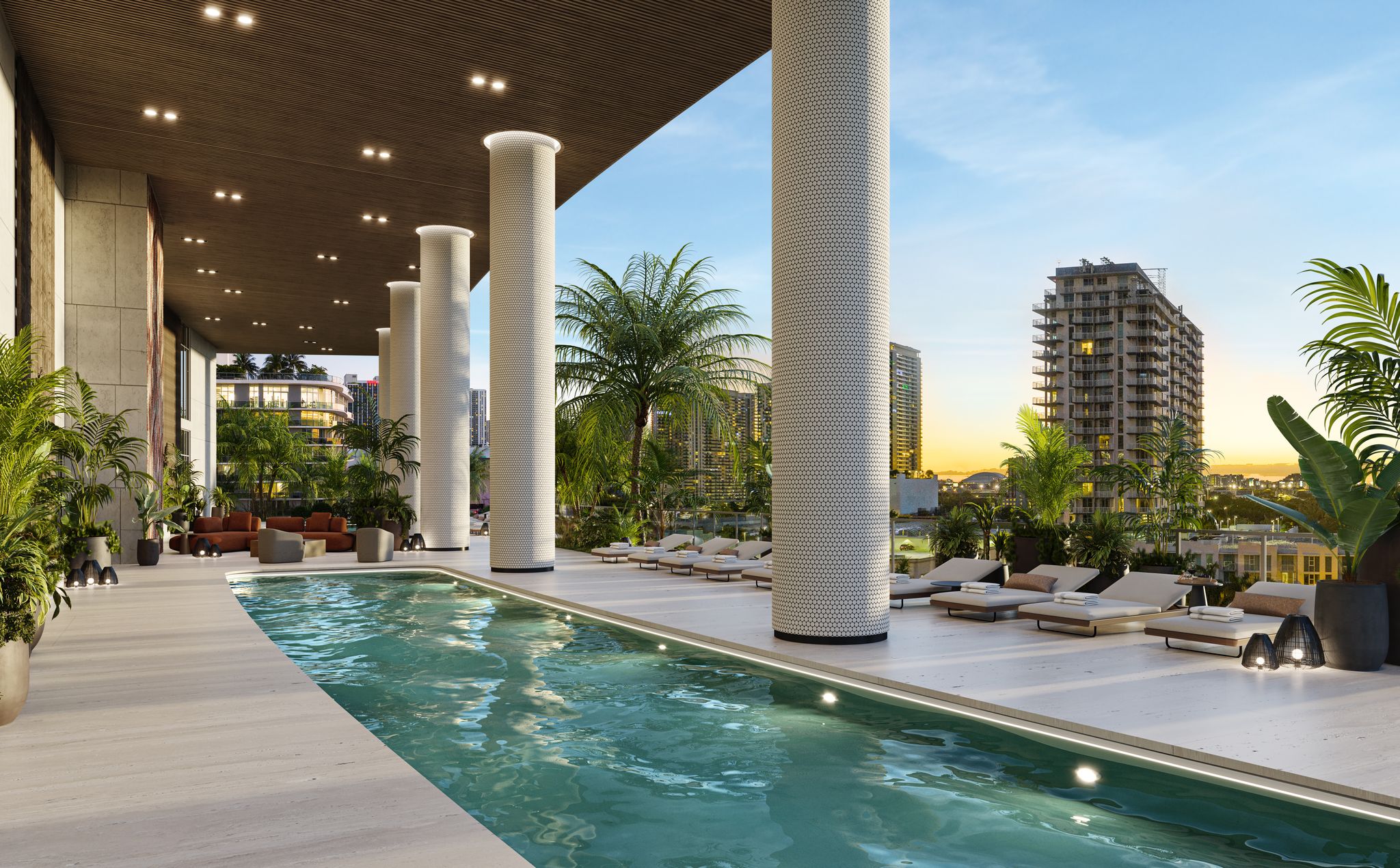 Edge House Miami — piscina resort con vista al skyline