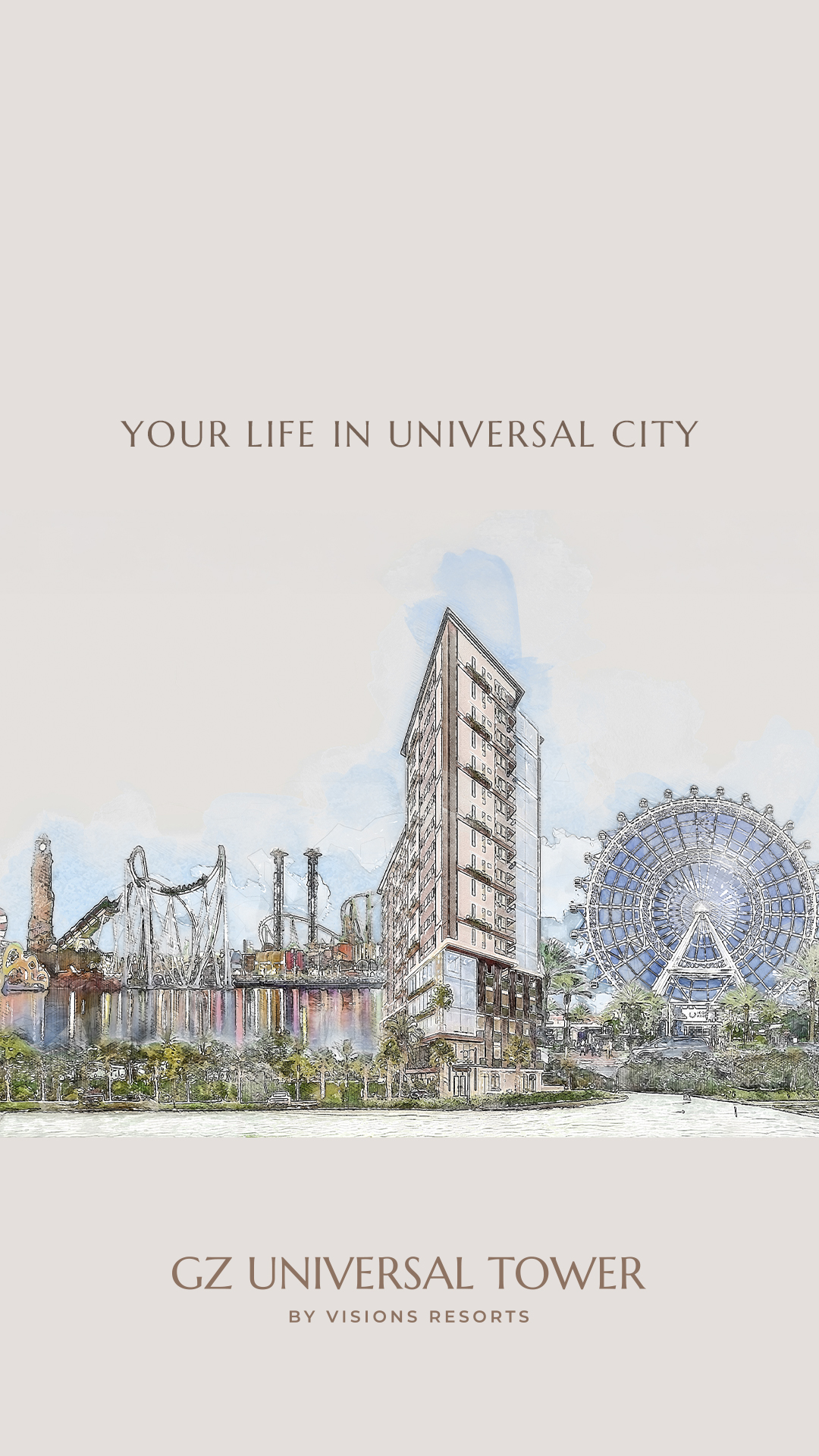 Fachada de la torre GZ Universal Tower en International Drive, Orlando