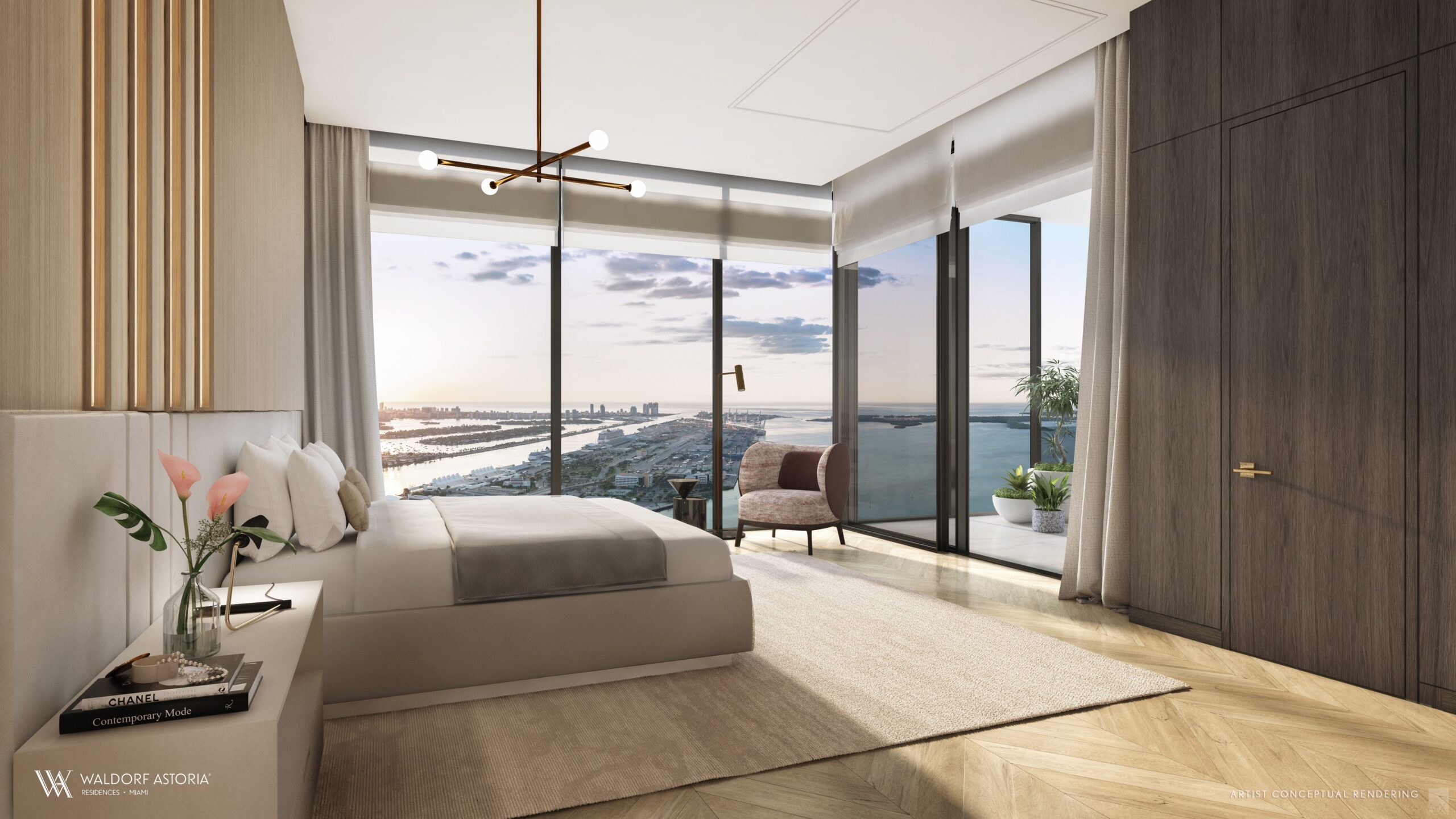 Dormitorio principal de Waldorf Astoria Residences en Brickell, Miami