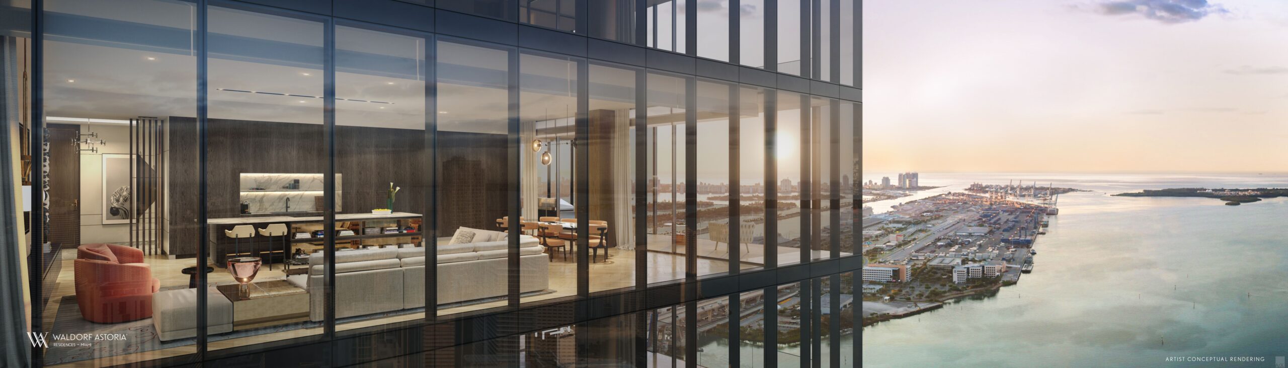 Vista aérea de Waldorf Astoria Residences en Miami