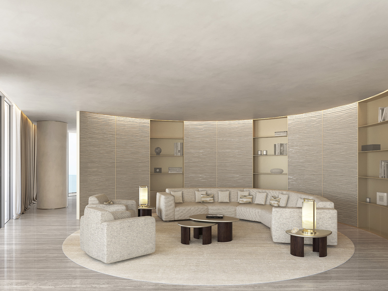 Armani/Casa Residences Pompano Beach — sala de estar diseñada por Armani/Casa